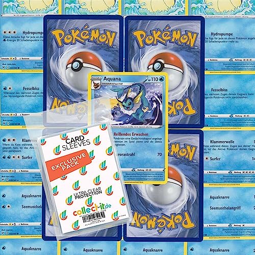 Pokemon - 20 Verschiedene Wasser Poekmon Karten inkl. Holo Karte - Deutsch + 40 Exklusive Collect-it.de Hüllen von collect-it.de MY HOME OF CARDS + TOYS