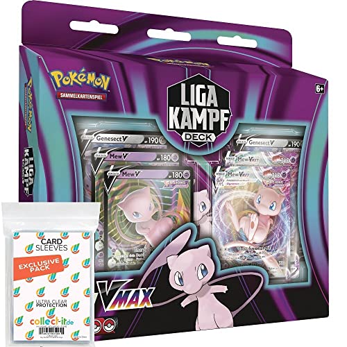 Pokemon Vmax Liga-Kampf Deck - Mew Vmax - Deutsch + 40 Exklusive Collect-it.de Hüllen von collect-it.de MY HOME OF CARDS + TOYS