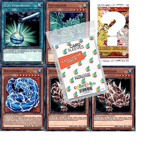 Yu-Gi-Oh Karten-Bundles + Exklusive Collect-it.de Hüllen (Wasserdrache + 1 Booster) von collect-it.de MY HOME OF CARDS + TOYS