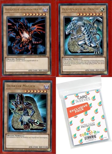 Yugioh - Weißer Drache, Dunkler Magier, Rotäugiger Drache - Classic Bundle - Deutsch + 40 Exklusive Collect-it.de Hüllen von collect-it.de MY HOME OF CARDS + TOYS