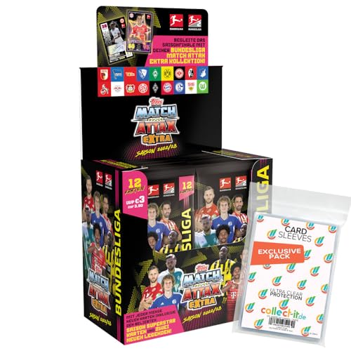 collect-it.de MY HOME OF CARDS + TOYS Exklusive Aufbewahrungshüllen im Bundle mit Match Attax EXTRA 2022/23-1 Display (24 Booster) + 1 Nationalspieler von collect-it.de MY HOME OF CARDS + TOYS