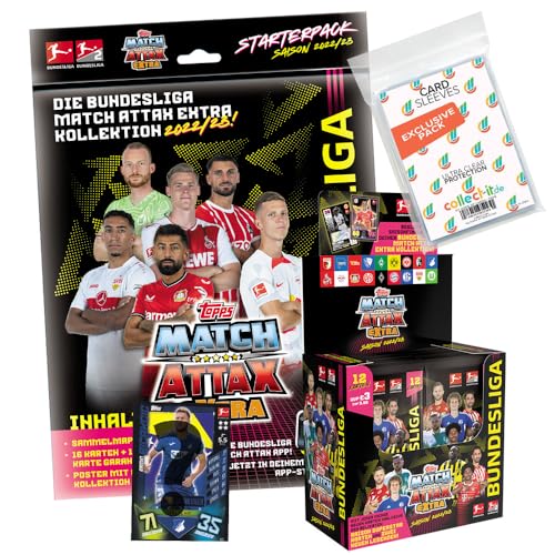 collect-it.de MY HOME OF CARDS + TOYS Exklusive Aufbewahrungshüllen im Bundle mit Match Attax EXTRA 2022/23-1 Starter + 1 Display (24 Booster) + 1 Nationalspieler von collect-it.de MY HOME OF CARDS + TOYS