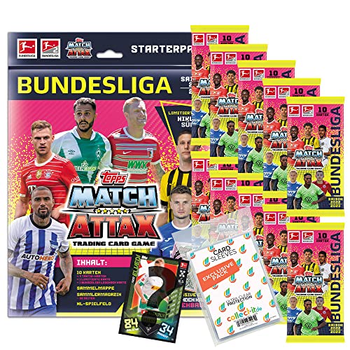 collect-it.de MY HOME OF CARDS + TOYS Exklusive Aufbewahrungshüllen im Bundle mit Topps Match Attax 2022/23-1 Starter + 10 Booster + 1 seltene Nationalspieler Karte von collect-it.de MY HOME OF CARDS + TOYS