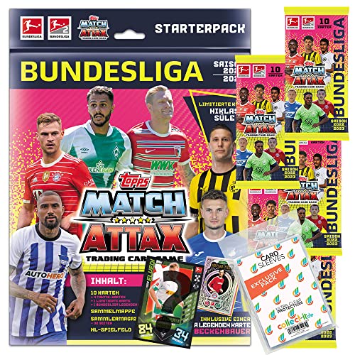 collect-it.de MY HOME OF CARDS + TOYS Exklusive Aufbewahrungshüllen im Bundle mit Topps Match Attax 2022/23-1 Starter + 5 Booster + 1 seltene Nationalspieler Karte von collect-it.de MY HOME OF CARDS + TOYS