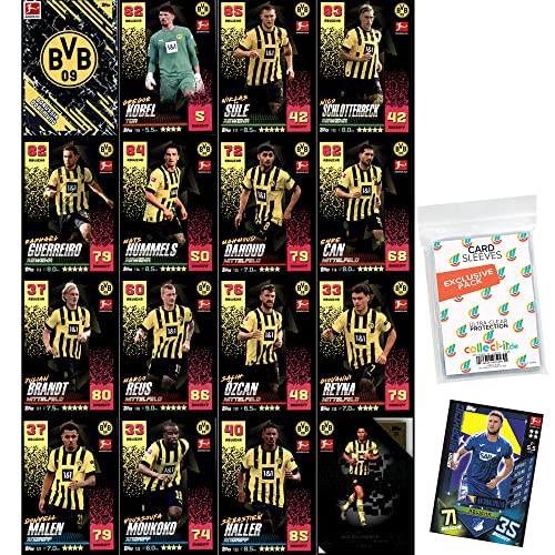 collect-it.de MY HOME OF CARDS + TOYS Exklusive Aufbewahrungshüllen im Bundle mit Topps Match Attax - 2022/23 - Mannschaftspaket - Borussia Dortmund + 1 seltene Nationalspieler Karte von collect-it.de MY HOME OF CARDS + TOYS