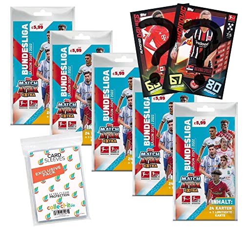 collect-it.de MY HOME OF CARDS + TOYS Exklusive Aufbewahrungshüllen im Bundle mit Topps Match Attax EXTRA Bundesliga 2021/22-5 Blister + 2 seltene Nationalspieler Karten von collect-it.de MY HOME OF CARDS + TOYS