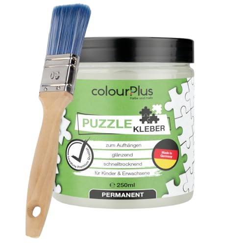 colourPlus® Puzzlekleber (250ml XL Puzzle Glue) hochtransparenter Puzzle Conserver - Kinder und Erwachsenen Puzzle kleben - Puzzlekleber Set - Puzzle fixieren - Made in Germany von colourPlus Farbe und mehr