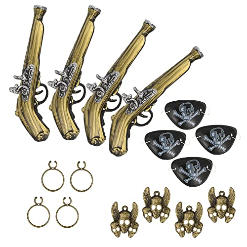 com-four® 16-teiliges Piraten-Set - Zubehör-Set für Piratenkostüm - Seeräuberverkleidung Accessoires - für Karneval, Motto-Partys und Kostüm-Veranstaltungen - Totenkopf von com-four