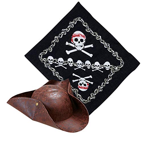 com-four® 2-teiliges Zubehör-Set für Piraten-Kostüme - Ideal für Karneval, Motto-Partys und Kostümveranstaltungen von com-four