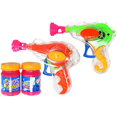 com-four® 2X Seifenblasen-Pistole aus Kunststoff mit je 20 ml Seifenblasenwasser, transparente Seifenblasenmaschine für Kinder und Erwachsene (02 Stück - Mix2) von com-four