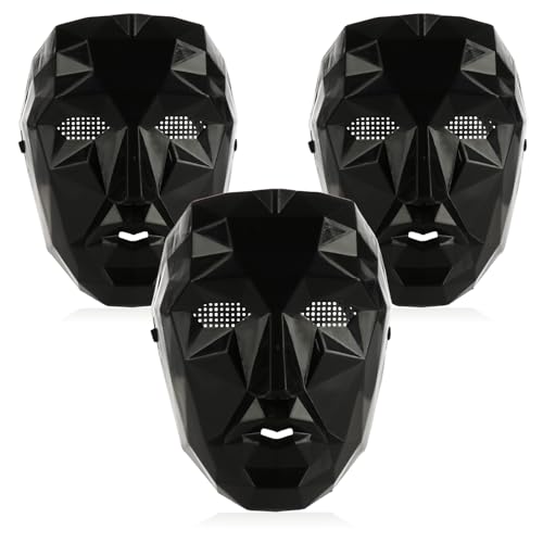 com-four® 3x Maske - Korean Game Gesichtsmaske Führer - Kostüm-Accessoire zu Fasching, Halloween oder Motto-Party - Maskerade - Party-Maske - Karneval-Verkleidung Zubehör von com-four