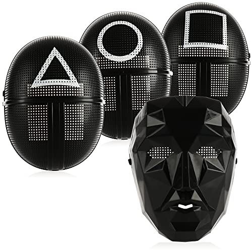 com-four® 4x Maske - Korean Game Boss, Dreieck, Quadrat, Rund - Kostüm-Accessoire zu Fasching oder Helloween - Motto-Party (04 Stück - Korean Spiel) von com-four