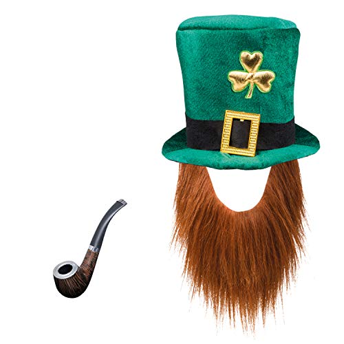 com-four® Leprechaun, Kobold Kostüme zum St. Patricks Day - Outfits und Accessoires für das grüne, irische Fest - Für Fasching, Fastnacht, Karneval, Parade, Motto-Party, Irish Pub (02-teilig - Set07) von com-four