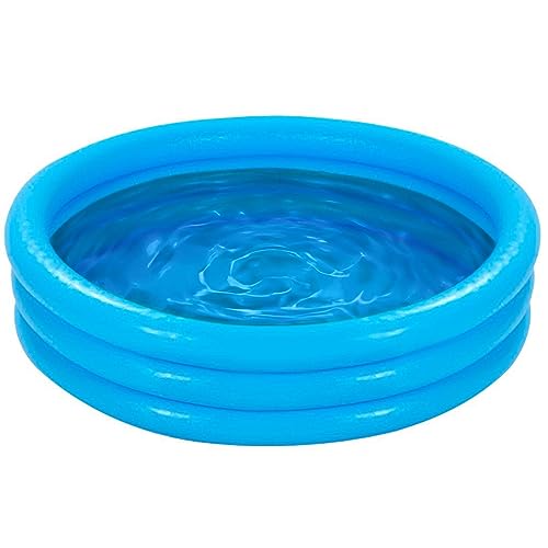 com-four® Planschbecken für Kinder, 3-Ring Kinderpool in blau mit Reparaturflicken, 114x25cm, ca. 132 Liter von com-four