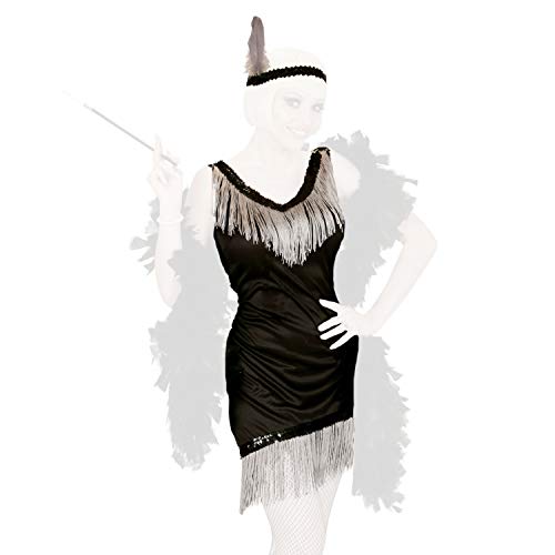 com-four® Retro-Kostüme 20er Jahre Damen-Verkleidung und verschiedene Erweiterungen - Charleston Look - Vintage Flapper-Fransen Pailletten-Kleid, Federboa, Perlen-Kette, Perücken (01 Stück - Set01 M) von com-four