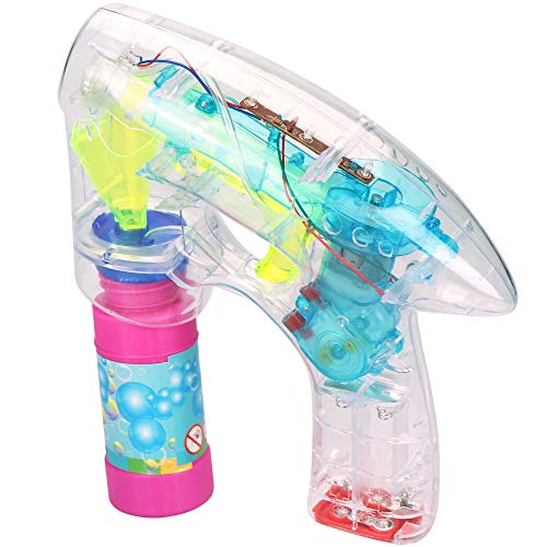 com-four® Seifenblasen-Pistole mit LED-Licht und Seifenflüssigkeit - Bubble-Gun aus Kunststoff zum Kindergeburtstag - Puste-Kugel-Maschine für Luftperlen von com-four