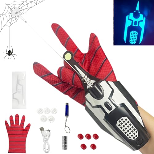 Spider Web Shooter, Super Spider Launcher, Automatische Schnurwicklung Nicht Jamming Seil Launcher, Spider Web Launcher Mechanisches Gefühl, Kinder Spinnenmann Geschenke Rollenspiel für Spider Hero von comeder