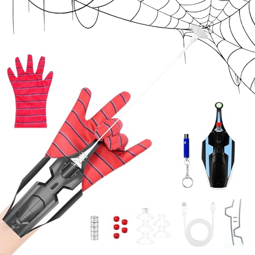 comeder Spider Web Shooter Toy 2.0 Upgrade, 2,5m Web Launcher Schnur-Schießspielzeug, Superhelden Rollenspiel für Männer und Jugendliche, Automatische Kabelwicklung, Ohne Verheddern (Leuchtender B) von comeder