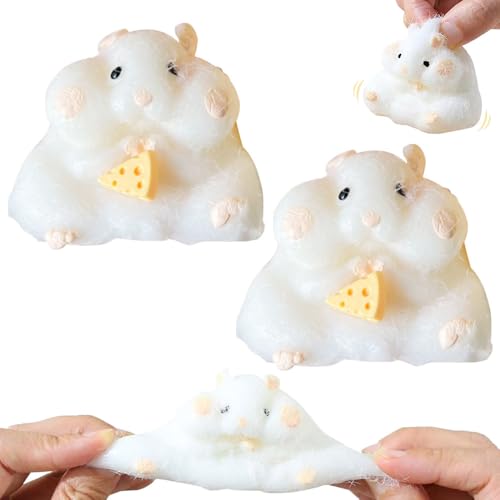 Cartoon-Hamster Squeeze Toy, 2025 Neuest Anti Stress Spielzeug, Squishy Fidget Toys Taba Squishy Hamster Squishy Fidget Spielzeug Sensorik Autismus Spielzeug Sensory Toys Kinder Erwachsene (Weiß*2) von comepew