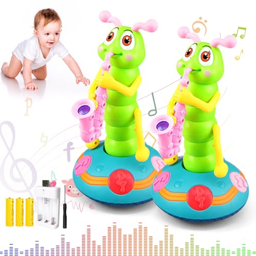 Electric Caterpillar Dance Toy, 2024 Neuest Musical Raupe Kuscheltier, Raupe Plüschtier Spielzeug Sprechender Singender Nachsprechender mit Lieder Sensorisches Interaktives Spielzeug Ab 6 Monate (2) von comepew