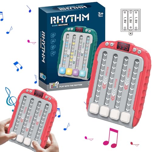 Electronic Music Rhythm Game Machine, 2024 Neuest Pop It Elektronisches Spiel, Quick Push Spiel Music Game Stress Spielzeug Handheld-Spielekonsole Fidget Toy für Kinder Erwachsene (Rot) von comepew