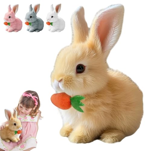 My Realistic Bunny Toy, 2025 Neu Hüpfendes Kaninchen, Interaktives Elektronisches Haustier Plüschhasenspielzeug mit Geräuschen Bewegungen Wackeln Hasen Kuscheltiere Osterhase Plüschtier (Braun) von comepew