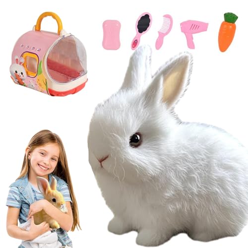 My Realistic Bunny Toy, 2025 Neu Hüpfendes Kaninchen, Interaktives Elektronisches Haustier mit Geräuschen Bewegungen Gehen Wackeln Ohren Zucken Nase Interaktives Kaninchen Haustier für Ostern (Weiß) von comepew