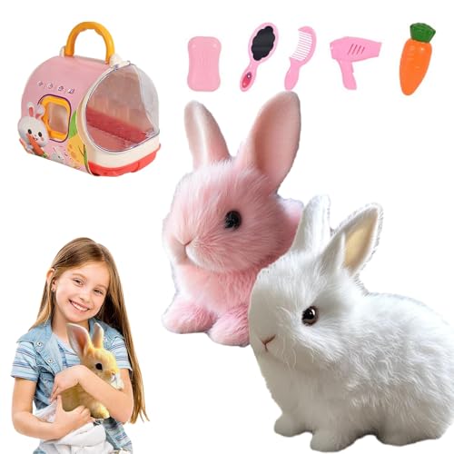 My Realistic Bunny Toy, 2025 Neu Hüpfendes Kaninchen, Interaktives Elektronisches Haustier mit Geräuschen Bewegungen Gehen Wackeln Ohren Zucken Nase Interaktives Kaninchen Haustier für Ostern (W+R) von comepew