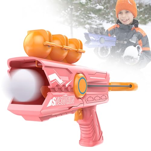 Snowball Shooter, 2025 Neu Winter Schneeball Maker, Schneeballzange mit 3 Bälle Schneeball Former Sandball Schneeball Clip Schneeballwerfer Outdoor Schneeballmacher für Kinder Schneeballkampf (Rosa) von comepew