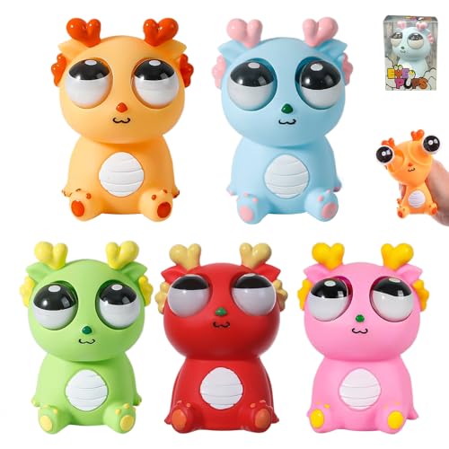 Stress Spielzeug, 2025 Neuest Stress Squeeze Spielzeug, Sensory Fidget Toy Dragon Fidget Toy Popping Out Eyes Squeeze Toys Stressbälle Lustig Augen Out Squeeze Spielzeug Anti Stress Spielzeug (5PCS) von comepew