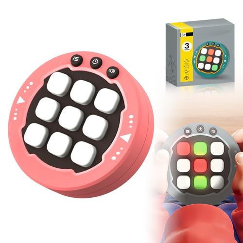 Tic Tac Toe Spiel, 2024 Neuest Big Eat Small Game, Electronic 3-in-1Mode Handheld Puzzle Game Tragbare Klassisches Familien Brettspiel Spiel Schlüsselanhänger für Kinder Erwachsene Reisespiele (Rosa) von comepew