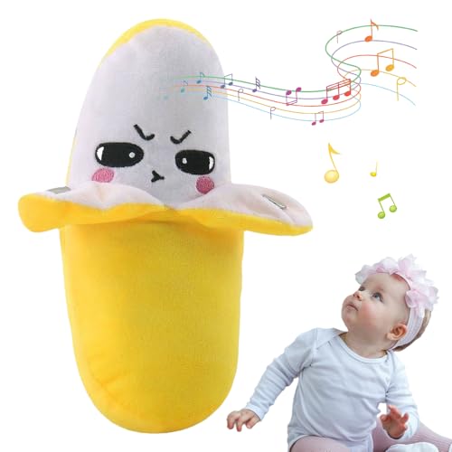 comepew Talking Toy Music Banana, 2024 Neuest Plüschtier Banane mit Induktionsgesang, Musik Babyspielzeug Interactive Plush Toys Rechargable Plüsch Spielzeug Lustige Kinder Stofftiere (Banane) von comepew