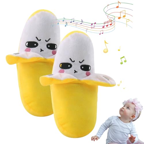 comepew Talking Toy Music Banana, 2024 Neuest Plüschtier Banane mit Induktionsgesang, Musik Babyspielzeug Interactive Plush Toys Rechargable Plüsch Spielzeug Lustige Kinder Stofftiere (Banane*2) von comepew