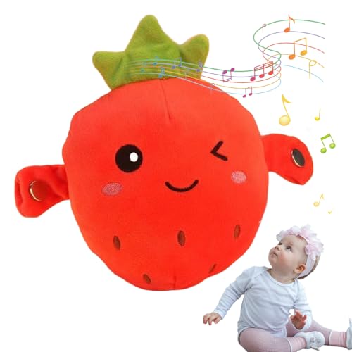 comepew Talking Toy Music Banana, 2024 Neuest Plüschtier Banane mit Induktionsgesang, Musik Babyspielzeug Interactive Plush Toys Rechargable Plüsch Spielzeug Lustige Kinder Stofftiere (Erdbeere) von comepew