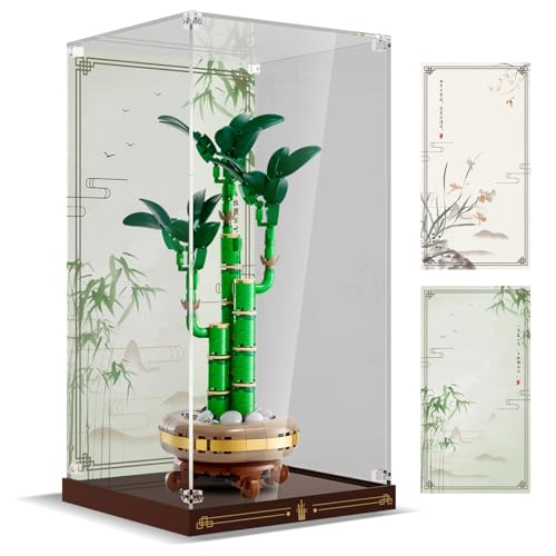 Universal-Acryl-Vitrine kompatibel mit Lego 10343/Lego 10344(Nur Box, Kein Modell), Staubdichte HD-Universal-Wechselhintergrund-Vitrine für Lego 10343 Mini-Orchidee/Lego 10344 Glücks-Bambus von cooldac