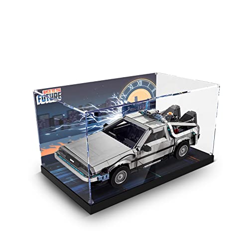 cooldac Acryl Vitrine Box kompatibel mit Lego 10300 Zurück in die Zukunft Delorean DMC 12 Zeitmaschine, staubdicht Transparent Clear Display Box Vitrine (Das Modell Nicht enthalten) von cooldac