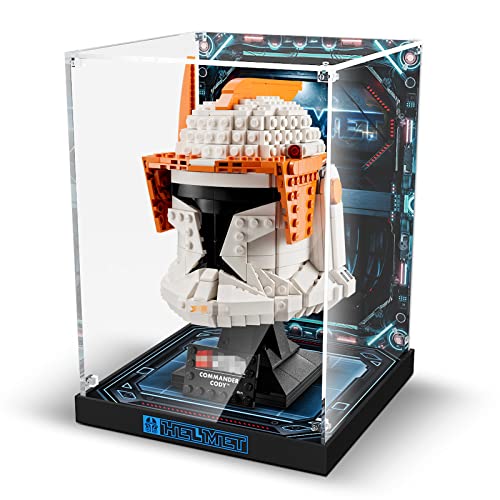 cooldac Acryl Vitrine Box kompatibel mit Lego 75349/75350/75351 Star Wars Clone Commander Cody Helm/Captain Rex Helmet, staubdicht Transparent Clear Display Box Vitrine (Das Modell Nicht enthalten) von cooldac