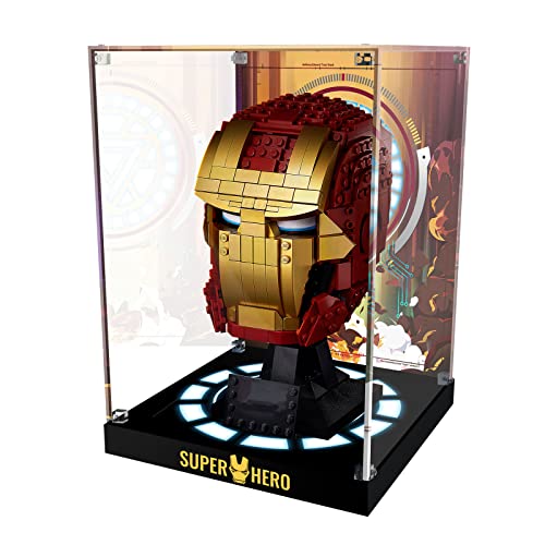 cooldac Acryl Vitrine Box kompatibel mit Lego Marvel The Iron Man Helm 76165 Bausteine Modell-Set, staubdicht, transparent, Displaybox, Vitrine (Modell Nicht im Lieferumfang enthalten) von cooldac