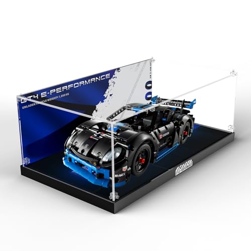 cooldac Acryl-Vitrine kompatibel mit Lego 42176 Porsche Gt4 e-Performance Rennwagen, Staubdichtes Transparentes HD Backdrop Display Case kompatibel mit Lego Technic 42176 Model(Nur Box, Kein Modell) von cooldac