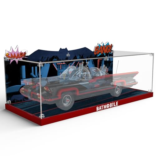 cooldac Acryl-Vitrine kompatibel mit Lego 76328 Batmobil(Nur Box, Kein Modell), Staubdichtes Transparentes HD Backdrop Display Case kompatibel mit Lego 76328 von cooldac