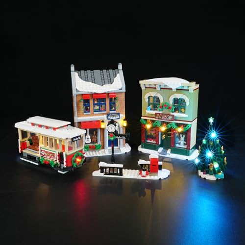 cooldac LED Licht-Kit kompatibel mit Lego 10308 Weihnachtlich geschmückte Hauptstraße Bausteinen Modell, Led Beleuchtungs Set Kompatibel mit Lego 10308 (nur Lichter, Keine Modelle) von cooldac