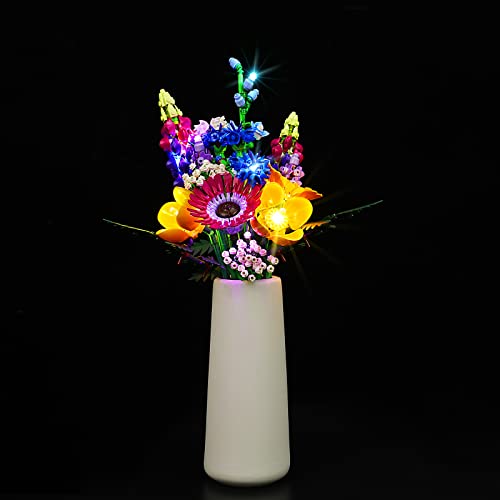 cooldac LED Licht-Kit Kompatibel mit lego 10313 Icons Wildblumenstrauß-Set Modellbausatz, Led Beleuchtungs Set Kompatibel mit lego 10313 (nur Lichter, Keine Modelle und Vase) von cooldac