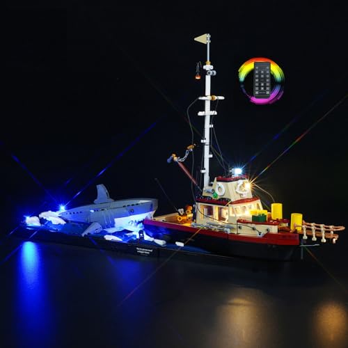 cooldac Fernbedienung LED-Licht Kit Kompatibel mit Lego Jaws 21350, LED Beleuchtungsset Kompatibel mit Lego weiße Hai 21350 Kompatibel mit Lego Jaws 21350(nur Lichter, Keine Modelle) von cooldac