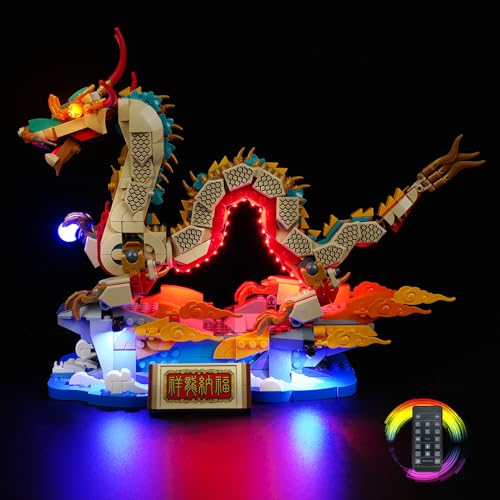 cooldac Led Licht Kit Kompatibel mit Lego 80112 Auspicious Dragon (Nur Beleuchtung, Kein Modell), Fernbedienung Kreative Dekorlichter Set Kompatibel mit Lego 80112 Glücksverheißender von cooldac