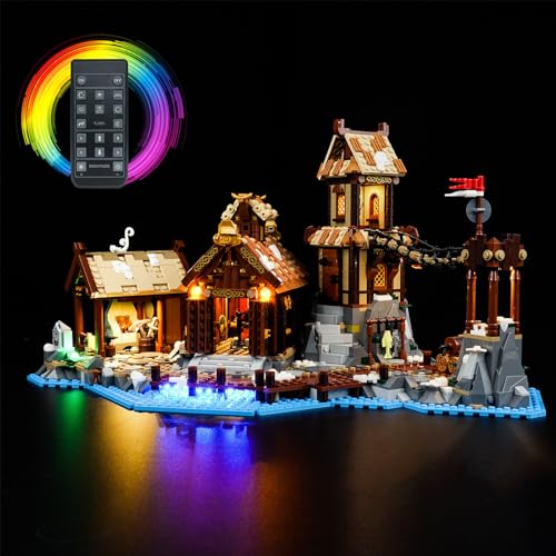 cooldac Led Licht Kit Kompatibel mit Lego Ideas 21343 Wikingerdorf Set (Nur Beleuchtung, Kein Modell), Fernbedienung Kreative Dekorlichter Set Kompatibel mit Lego 21343 Wikingerdorf von cooldac