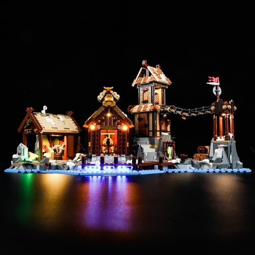 cooldac Led Licht Kit Kompatibel mit Lego Ideas 21343 Wikingerdorf Set (nur Beleuchtung, Keine Modelle), Kreative Dekorlichter Set Kompatibel mit Lego Ideas 21343 Wikingerdorf Bausteine Modell von cooldac