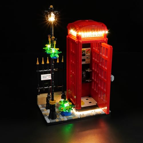 cooldac Led Licht Kit für Lego Ideas 21347 Rote Londoner Telefonzelle Set (Nur Beleuchtung, Kein Lego), Kreative Dekorlichter Set Kompatibel mit Lego 21347 Rote Londoner Telefonzelle Baustein Modell von cooldac