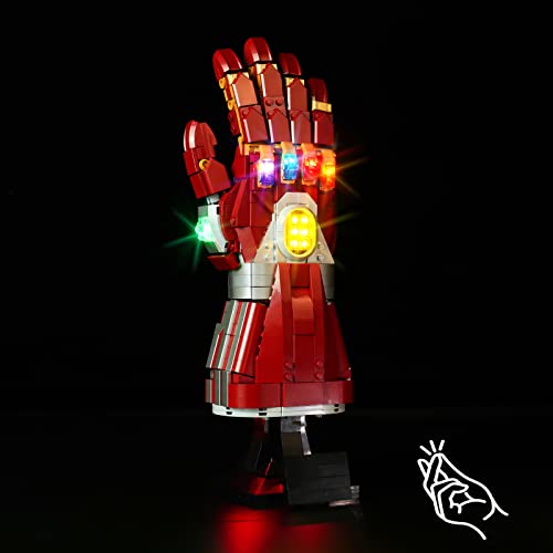 cooldac Licht-Kit Kompatibel mit Lego 76223 Marvel Iron Mans Nano Handschuh Modell, Led Licht Set Kompatibel mit Lego 76223 Iron Man Nano Gauntlet-Sprachsteuerungsversion (nur Lichter, Keine Modelle) von cooldac