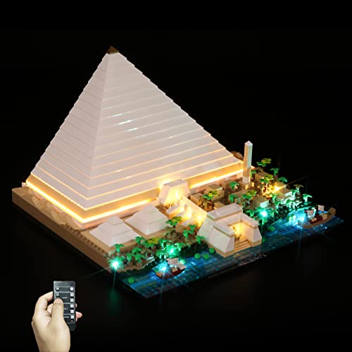 cooldac Licht-Kit Kompatibel mit Lego 21058 Architecture Cheops-Pyramide Bausatz, Led Beleuchtungs Set Kompatibel mit Lego 21058 Fernbedienungsversion (nur Lichter, Keine Modelle) von cooldac