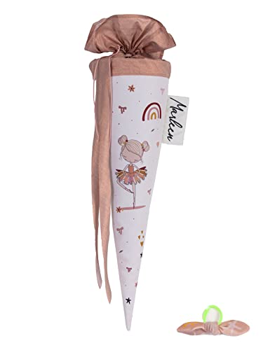 coopz Schultüte 70 cm Ballerina personalisiert mit Name und Haarschleife Handmade Zuckertüte Einschulung Schulstart, Farbe:Bordeaux von coopz